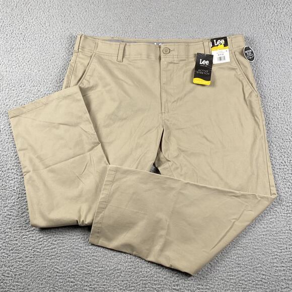 Lee Regular Straight Chino Pants Men's 40x29 Beige Work Outdoors New - Picture 1 of 9